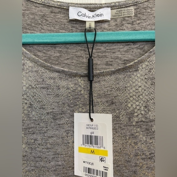 Calvin Klein NWT Snakeskin Silver Gold Shimmer Tank Top Size M - Picture 5 of 12